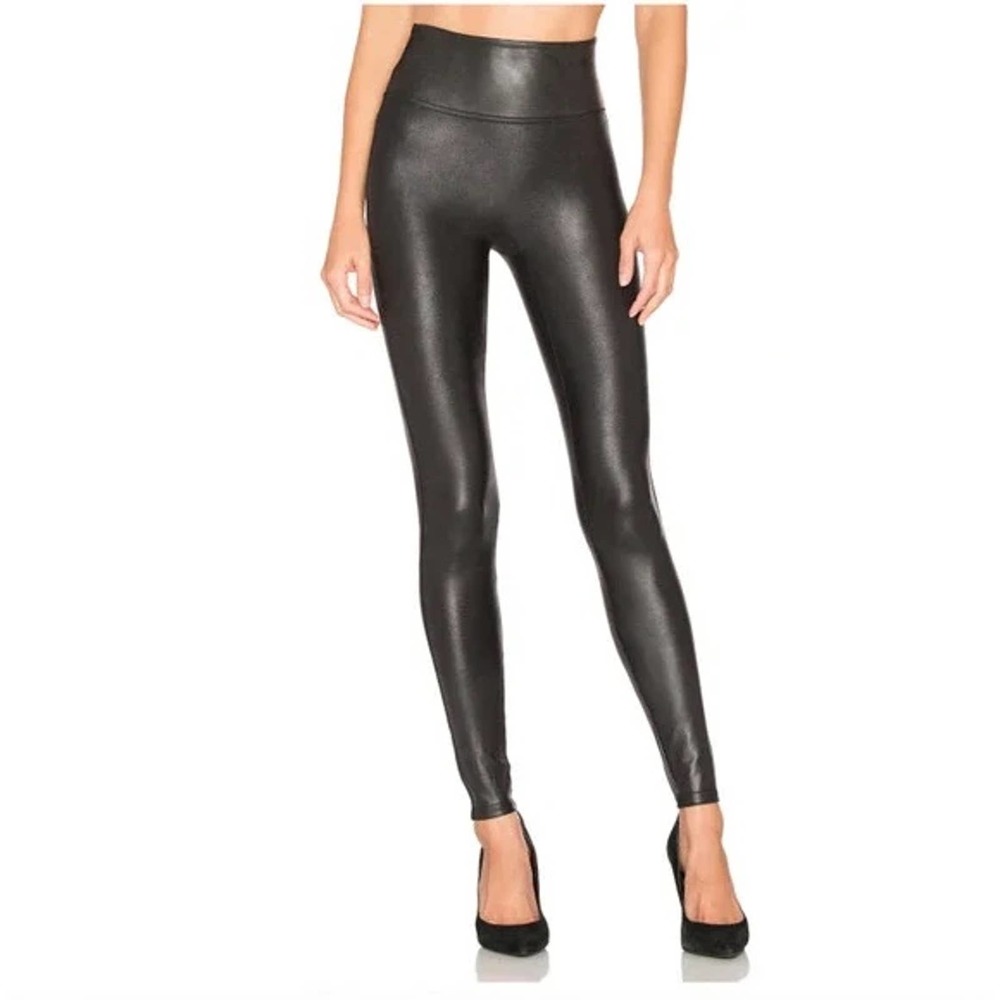 Spanx High Rise Faux Leather Leggings Black Large
